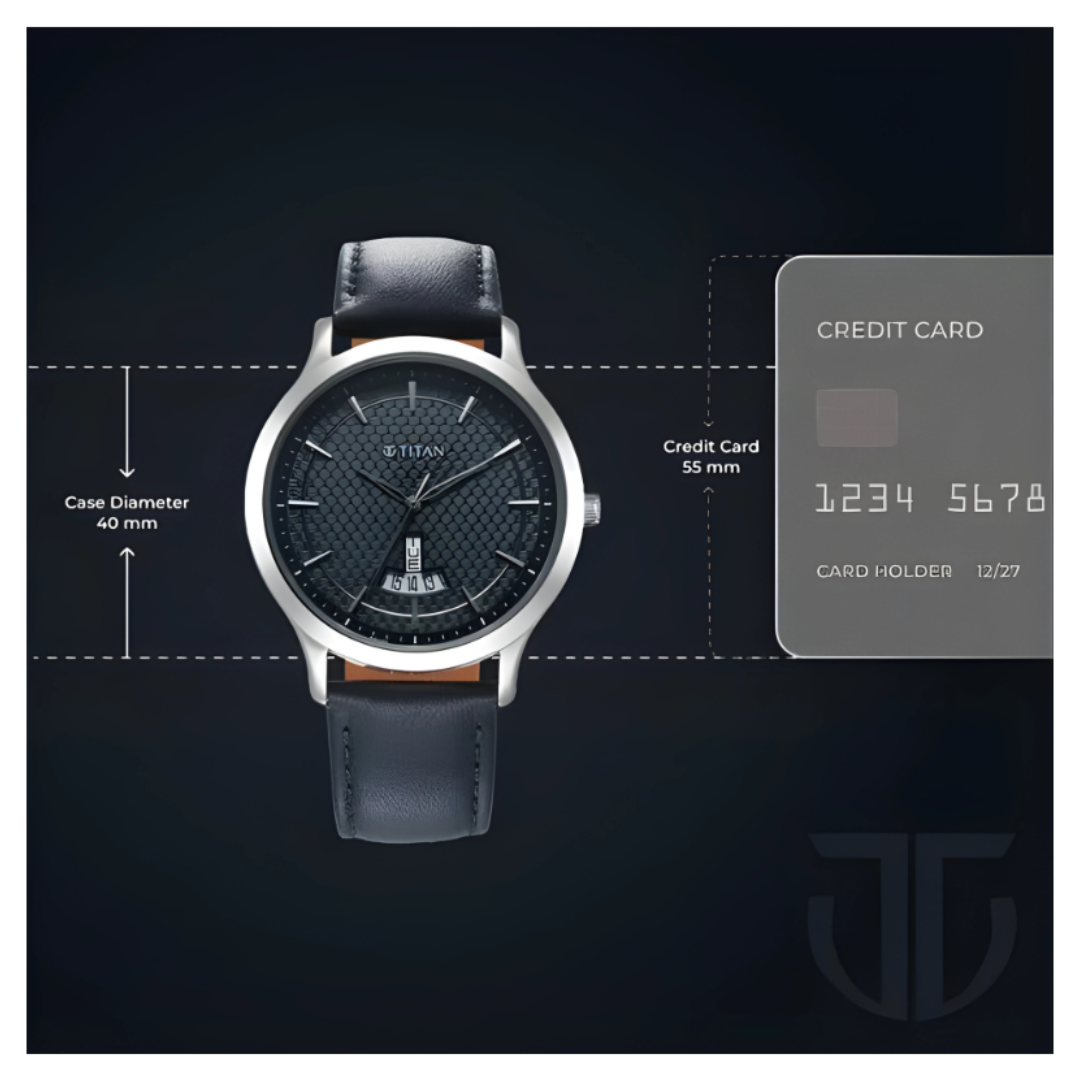 Titan 1825SL14 | Titan Karishma Quartz Analog Blue Dial Leather Strap Watch for Men