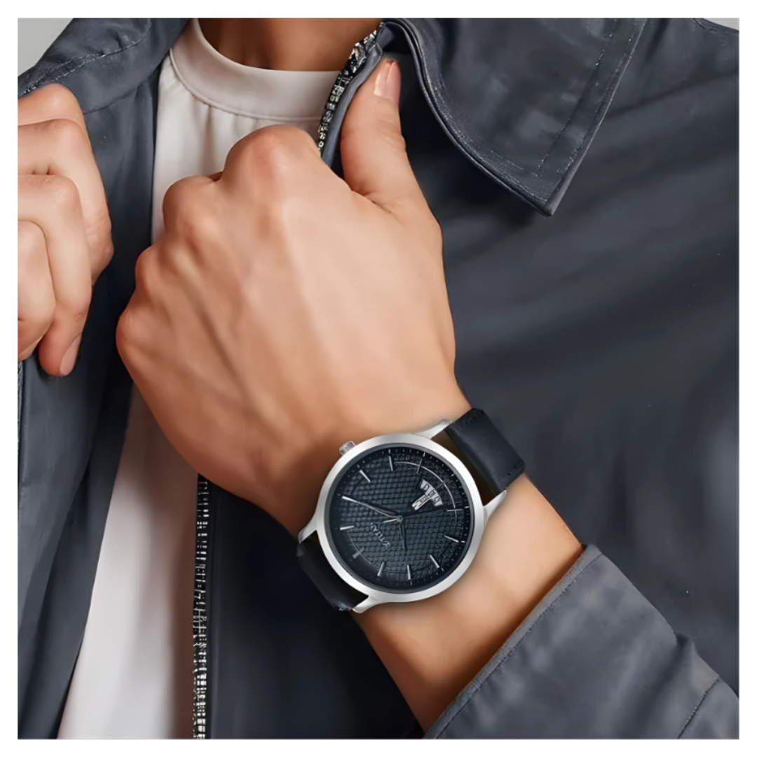 Titan 1825SL14 | Titan Karishma Quartz Analog Blue Dial Leather Strap Watch for Men