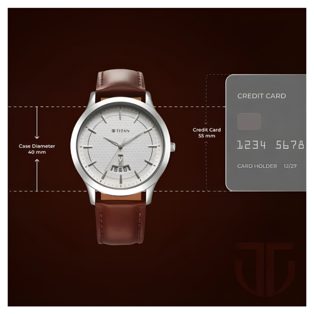 Titan 1825SL15 | Titan Karishma Quartz Analog Silver Dial Leather Strap Watch for Men