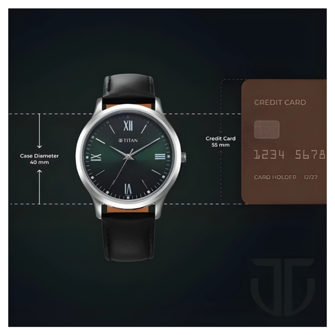 Titan 1825SL16 | Titan Karishma Quartz Analog Green Dial Leather Strap Watch for Men