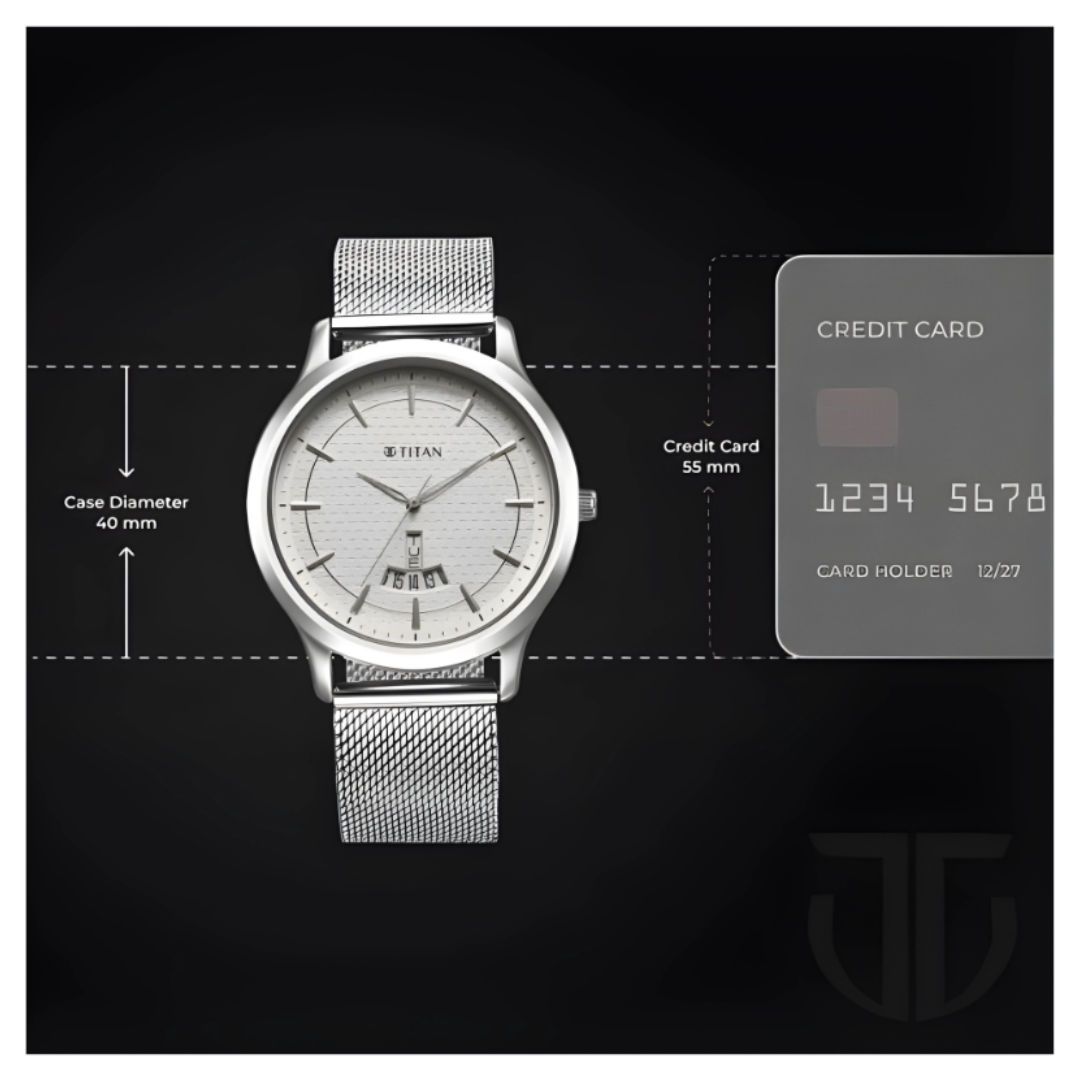 Titan 1825SM10 | Titan Karishma Quartz Analog Silver Dial Stainless Steel Strap Watch for Men