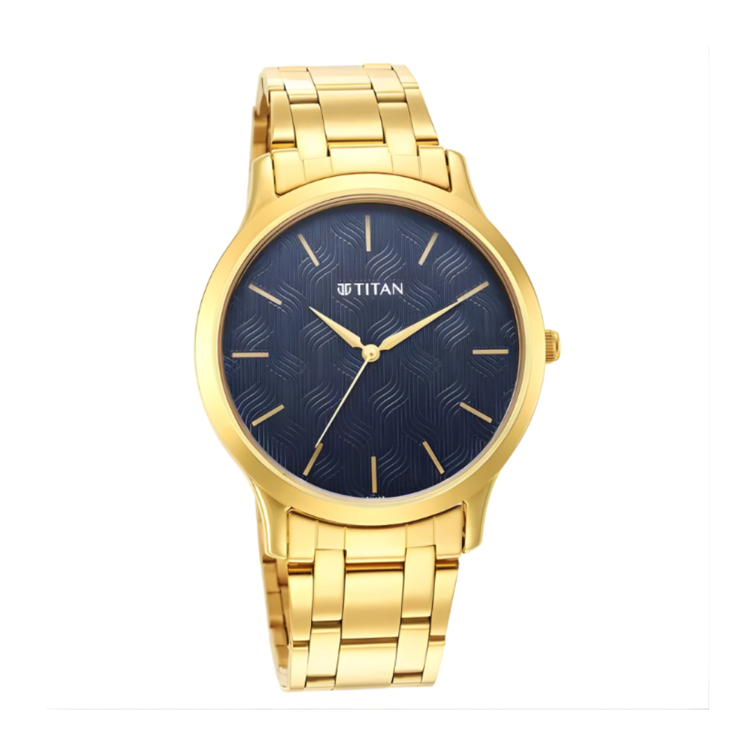Titan 1825YM05 | Titan Karishma Radiance Blue Dial Analog Stainless Steel Strap watch for Men