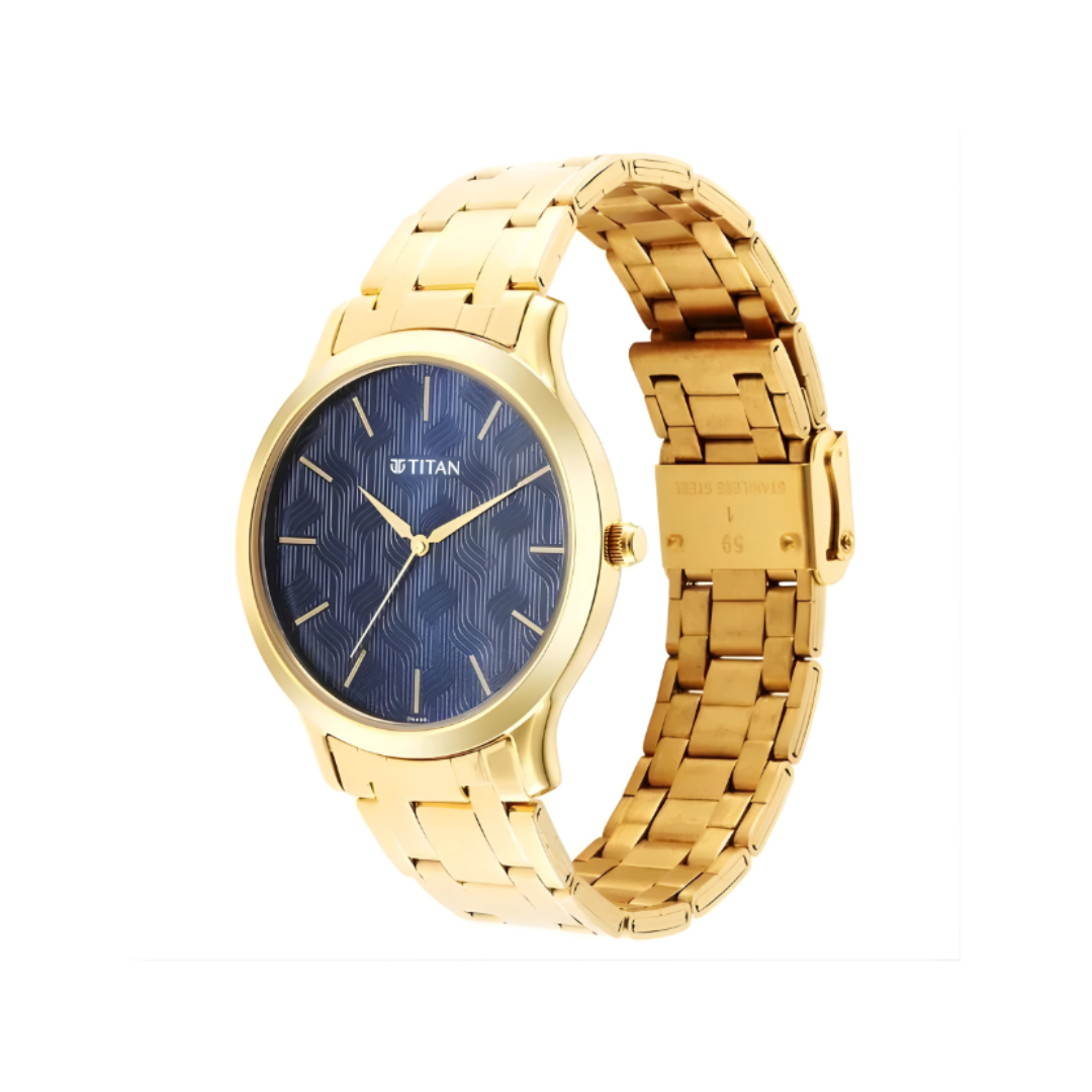 Titan 1825YM05 | Titan Karishma Radiance Blue Dial Analog Stainless Steel Strap watch for Men