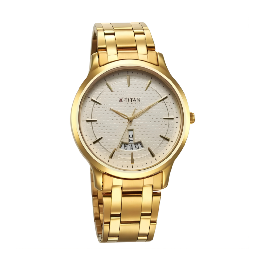Titan 1825YM12 | Titan Karishma Quartz Analog Champagne Dial Stainless Steel Strap Watch for Men