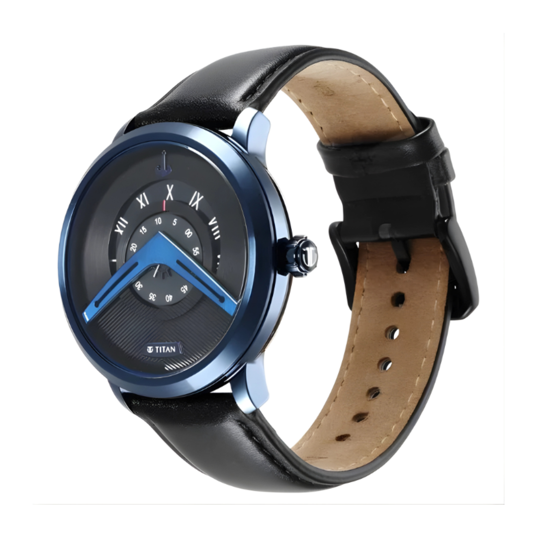 Titan 1828QL04 | Titan Maritime Black Dial Analog Leather Strap watch for Men