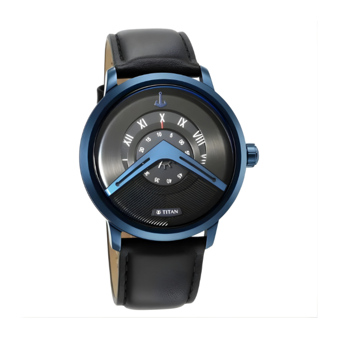 Titan 1828QL04 | Titan Maritime Black Dial Analog Leather Strap watch for Men