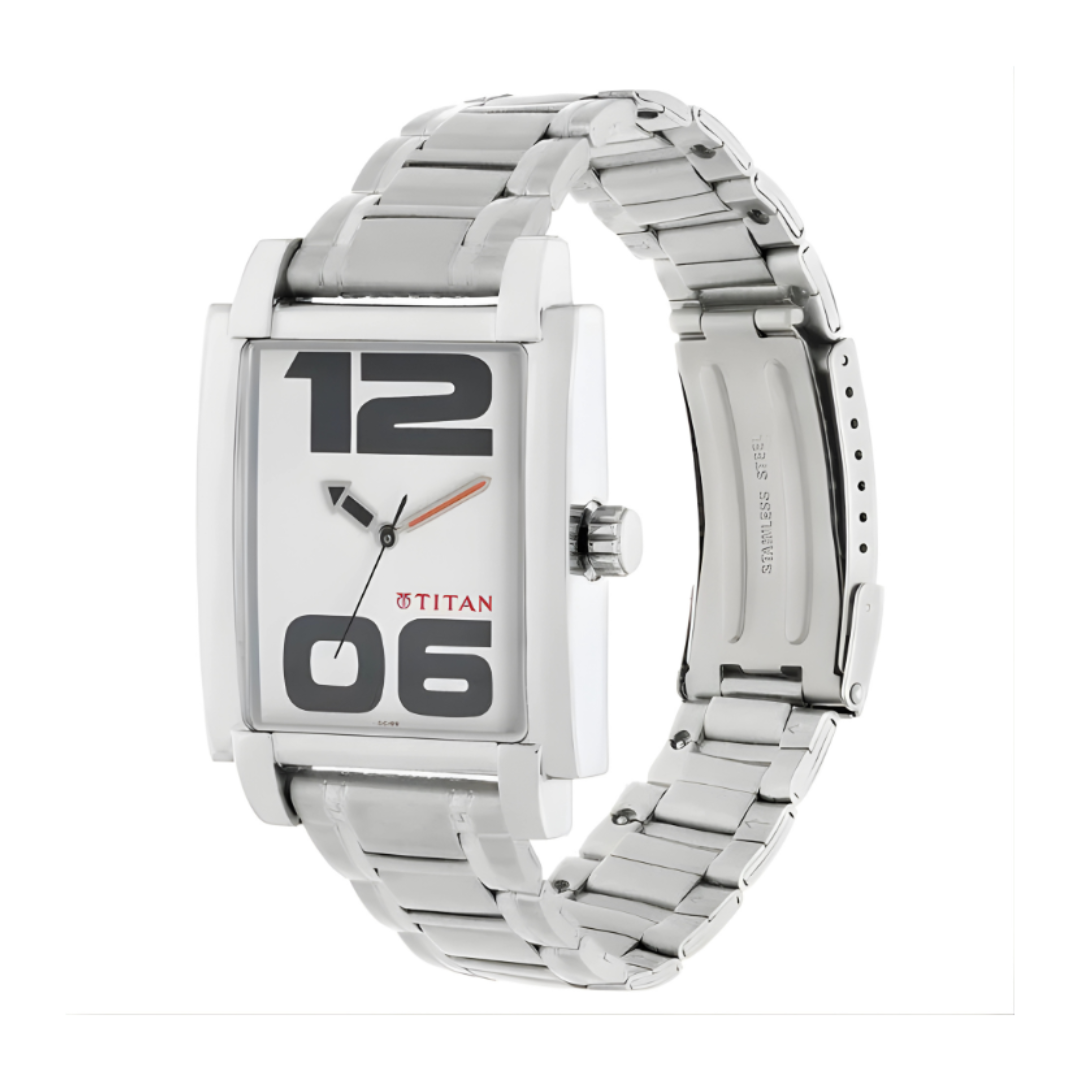 Titan 1593SM01 | Titan Purple White Dial Analog Stainless Steel Strap Watch for Men