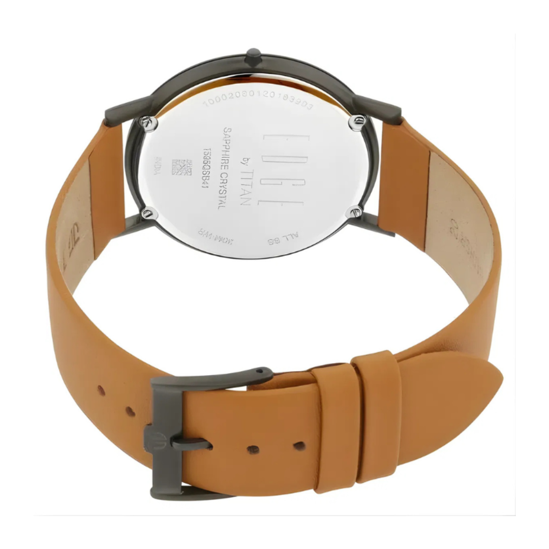 Titan 1595QL01 | Titan Edge Beige Dial Analog Leather Strap watch for Men