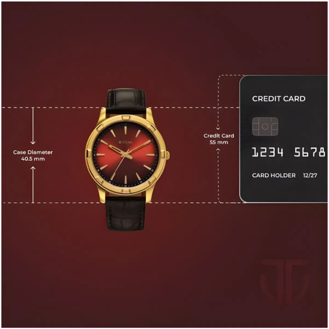 Titan 10058YL01 | Titan Karishma Festive Analog with Mahogany Brown Dial Brown Leather Strap Watch for Men