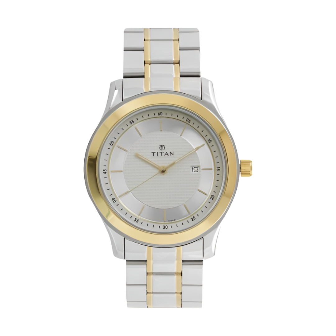 Titan 1627BM03 | Titan Regalia Baron Silver Dial Analog with Date Stainless Steel Strap Watch for Men