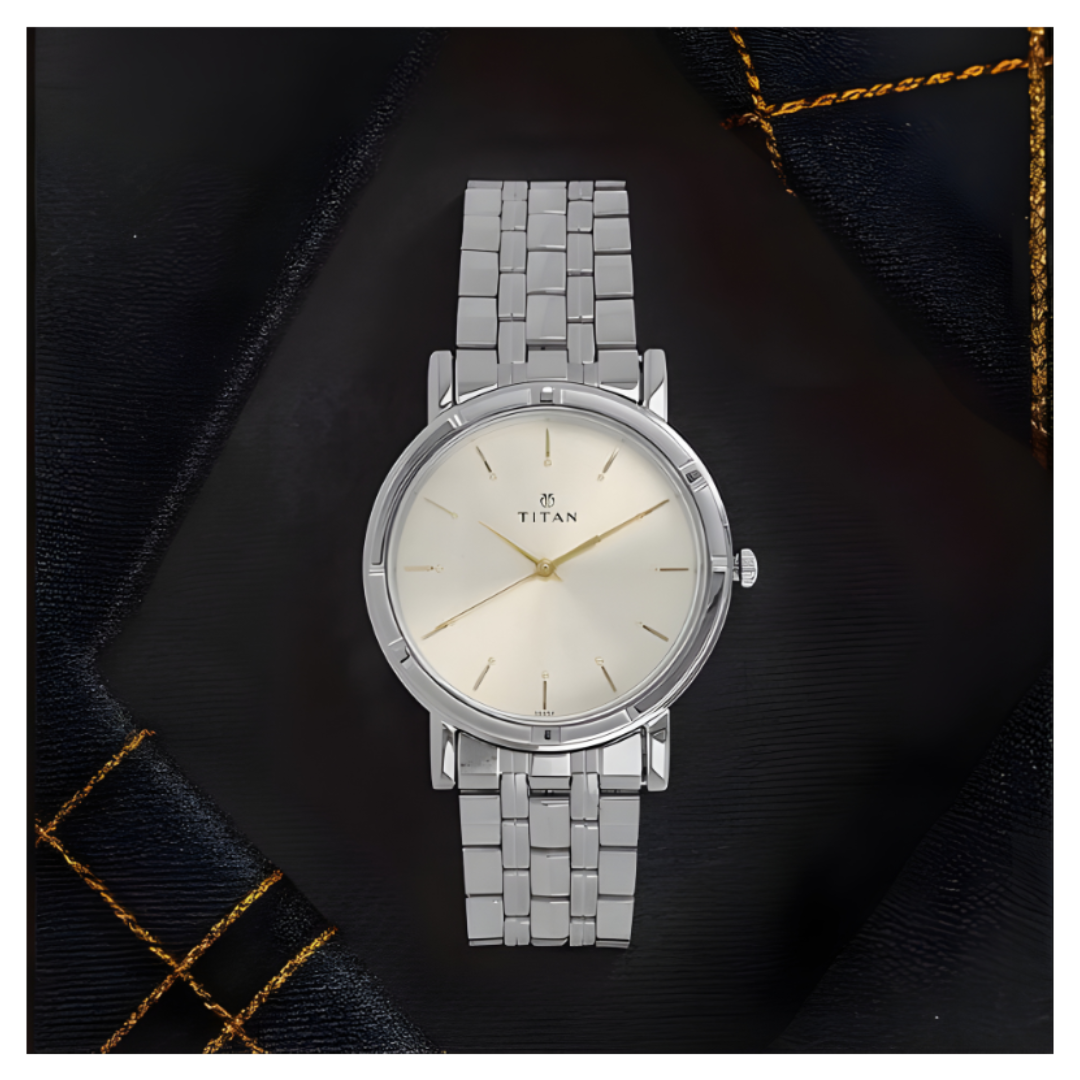 Titan 1639SM01 |Titan Karishma Quartz Analog Silver Dial Silver Stainless Steel Strap Watch For Men
