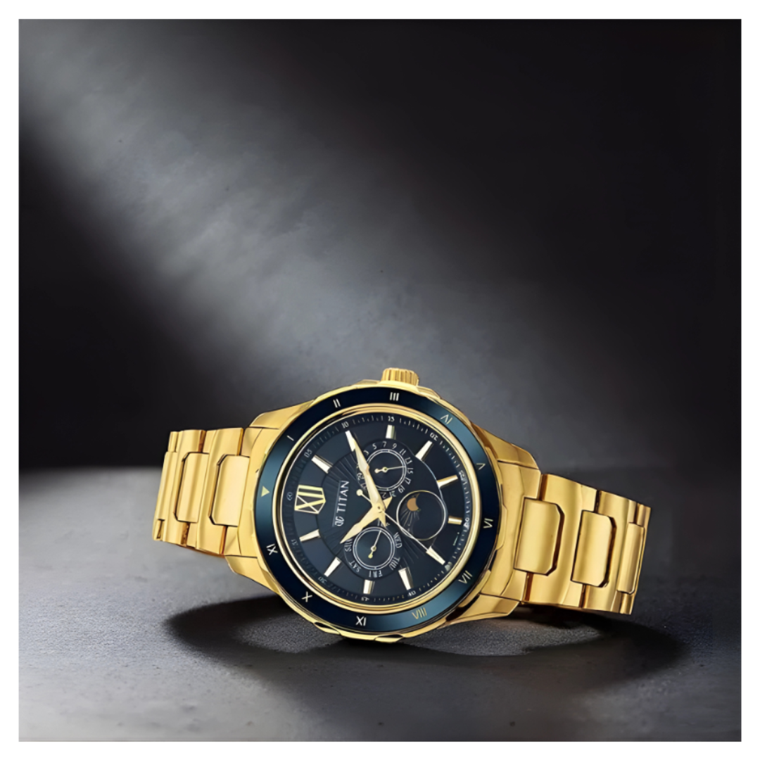 Titan 1688KM05 | Titan Regalia Premium Green Dial Quartz Multifunction Stainless Steel Strap watch for Men