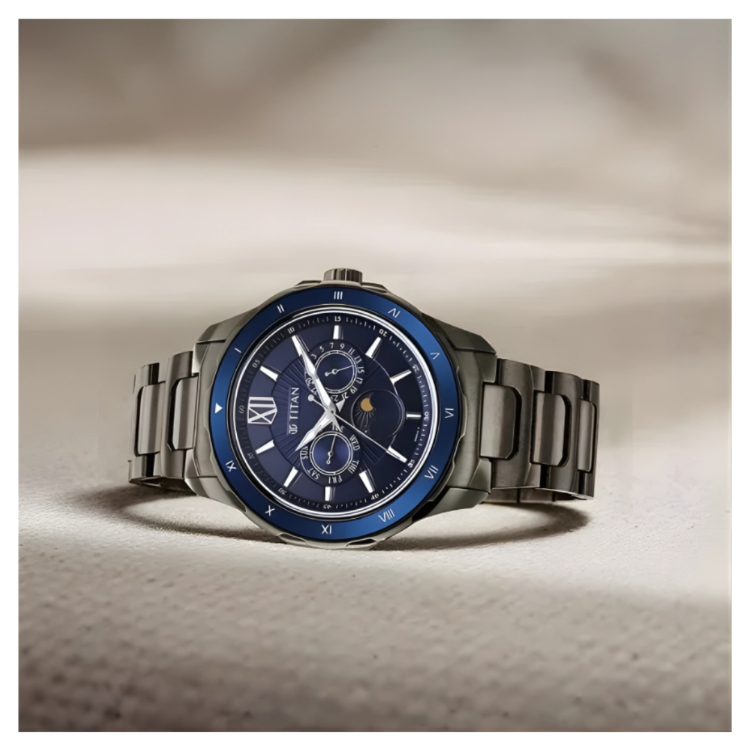 Titan 1688KM07 | Titan Regalia Premium Blue Dial Stainless Steel Strap Watch for Men