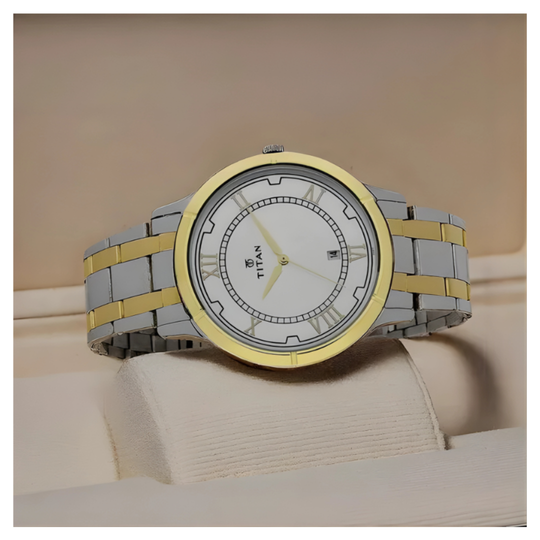 Titan 1775BM01 | Titan Analog with Date Dial Stainless Steel Strap watch for Men