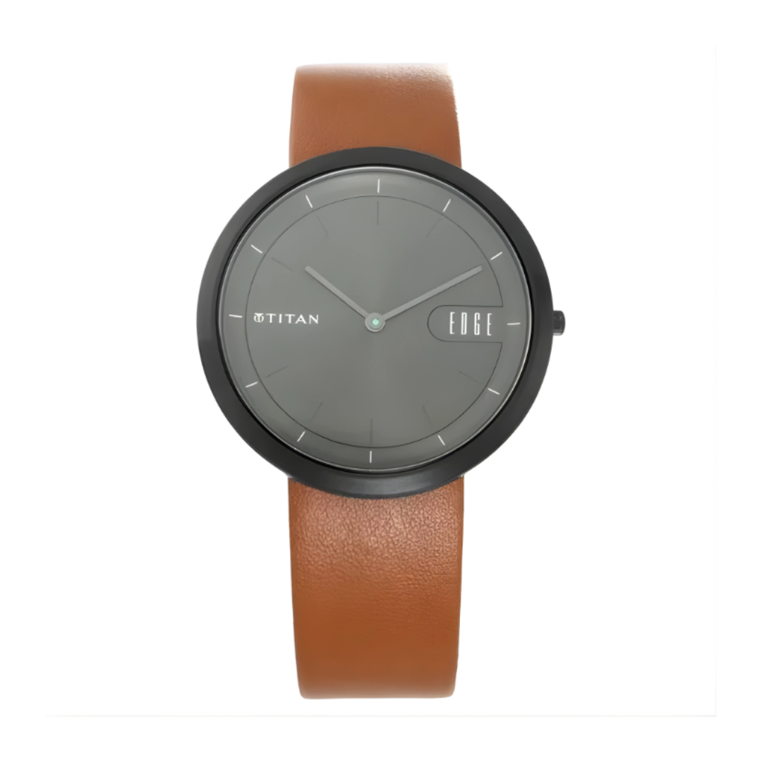 Titan 1779NL01 | Titan Edge Zen Anthracite Dial Analog Leather Strap watch for Men