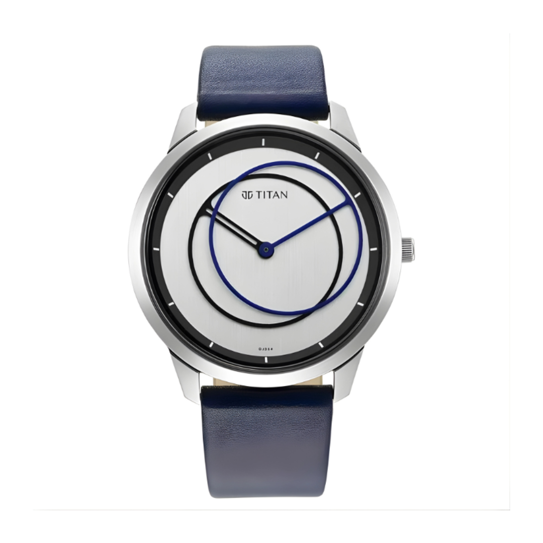 Titan 1801SL02 | Titan Quartz Analog Silver Dial Leather Strap Watch for Men