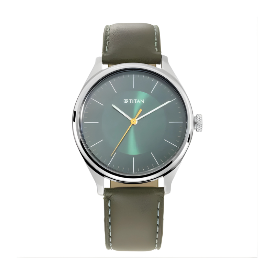 Titan 1802SL04 | Titan Men's Urban Edge Lustrous Green Dial Leather Watch