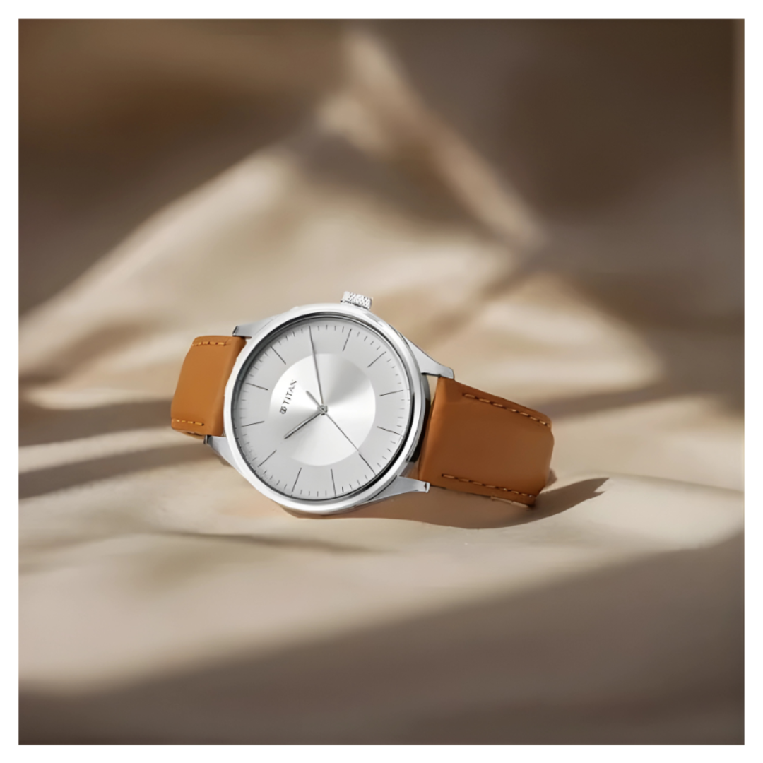 Titan 1802SL07 | Titan Men's Urban Edge Lustrous White Dial Leather Watch