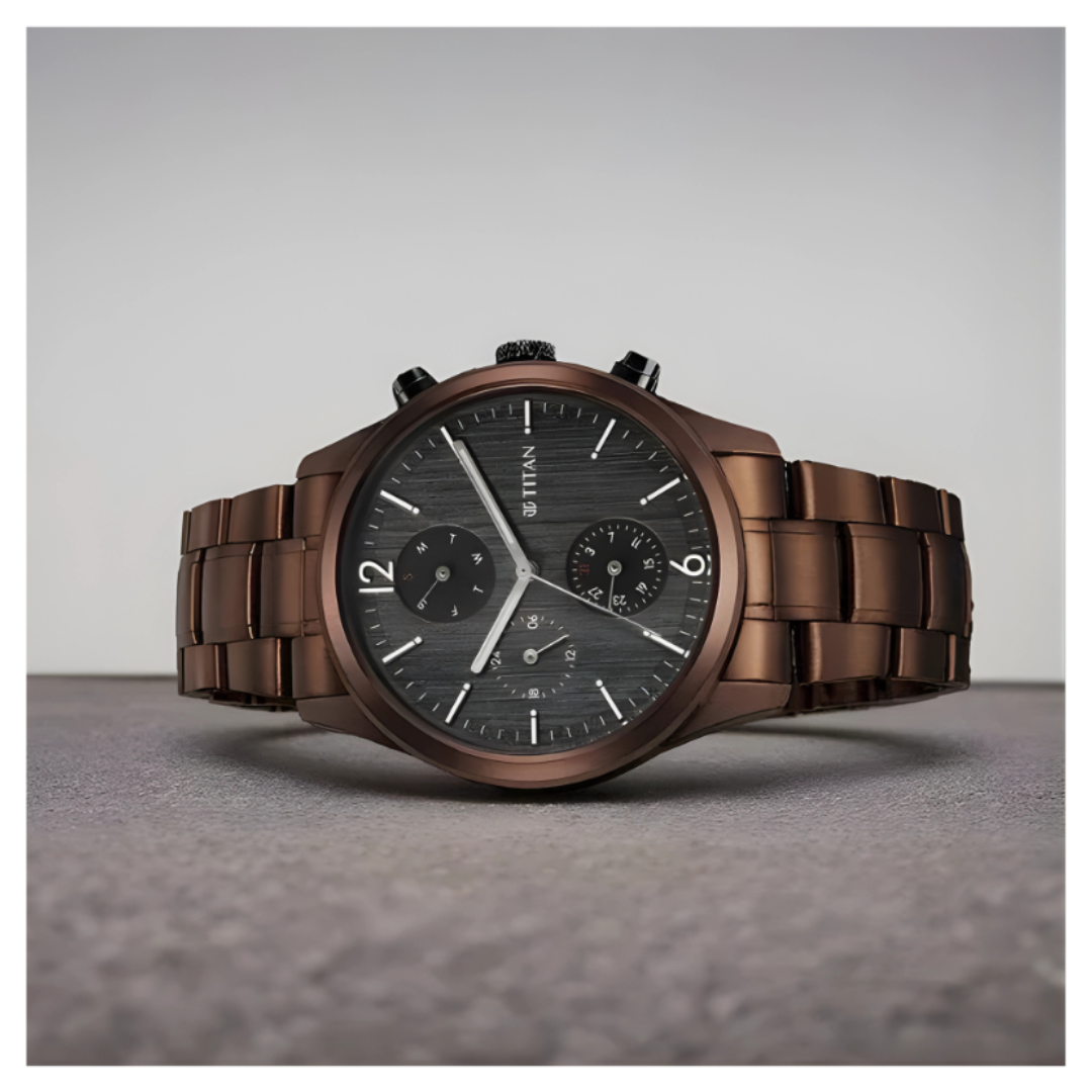 Titan 1805KM08 | Titan Neo SplashBlack Dial Quartz Multifunction Stainless Steel Strap watch for Men