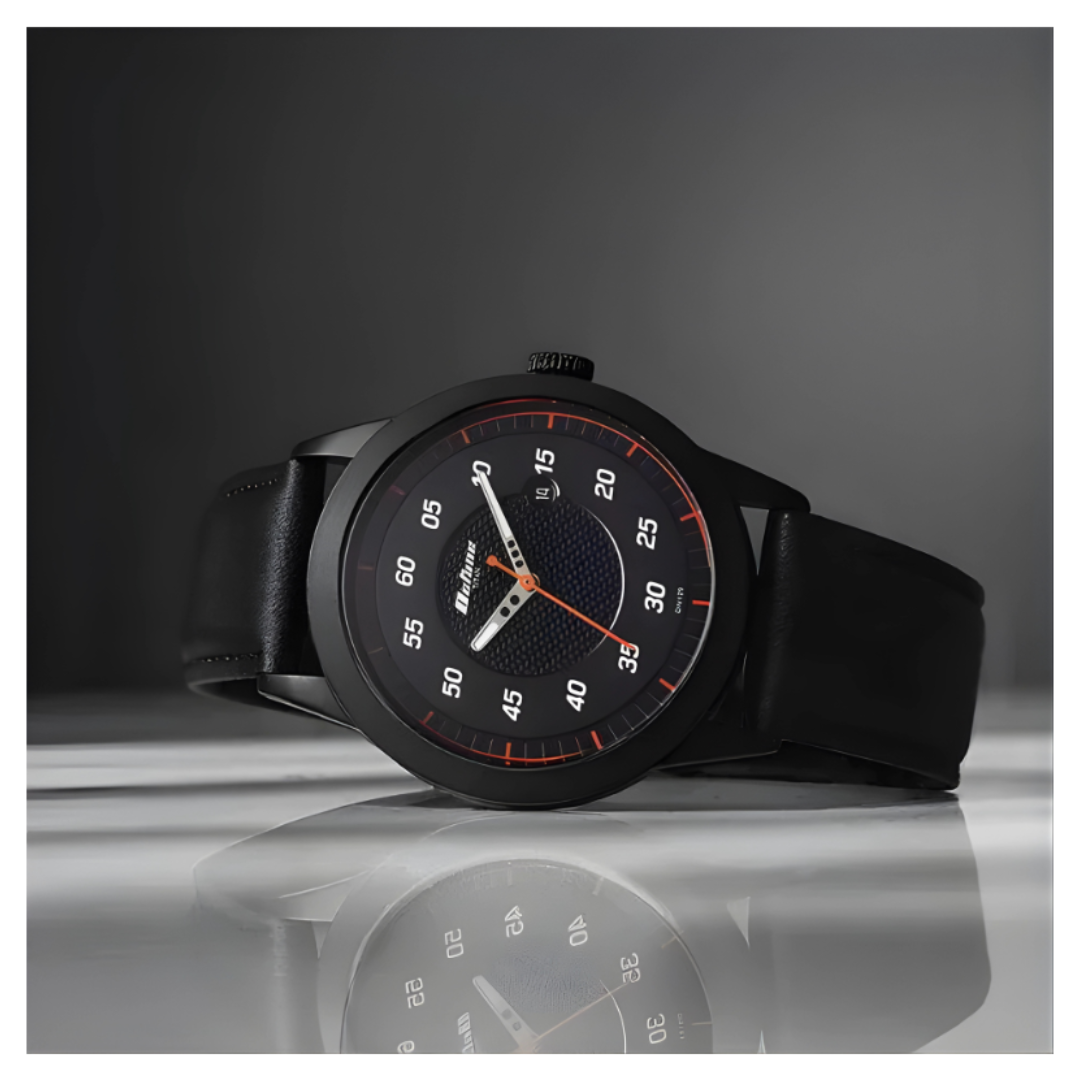 Titan 1806NL05 | Titan Octane Quartz Analog with Date Black Dial With Black Leather Strap Watch For Men