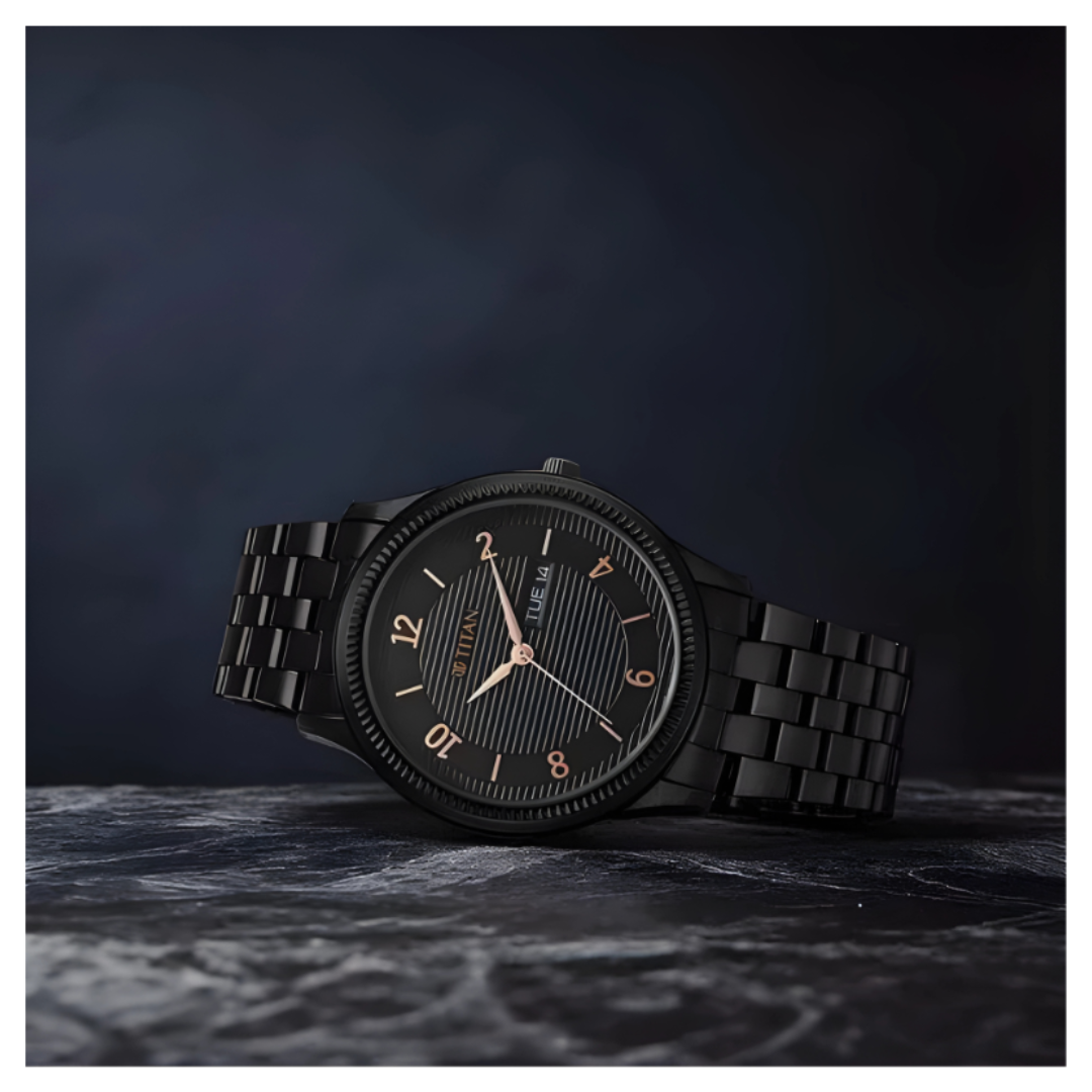 Titan 1824NM01 | Titan Karishma Black Dial Watch for Men