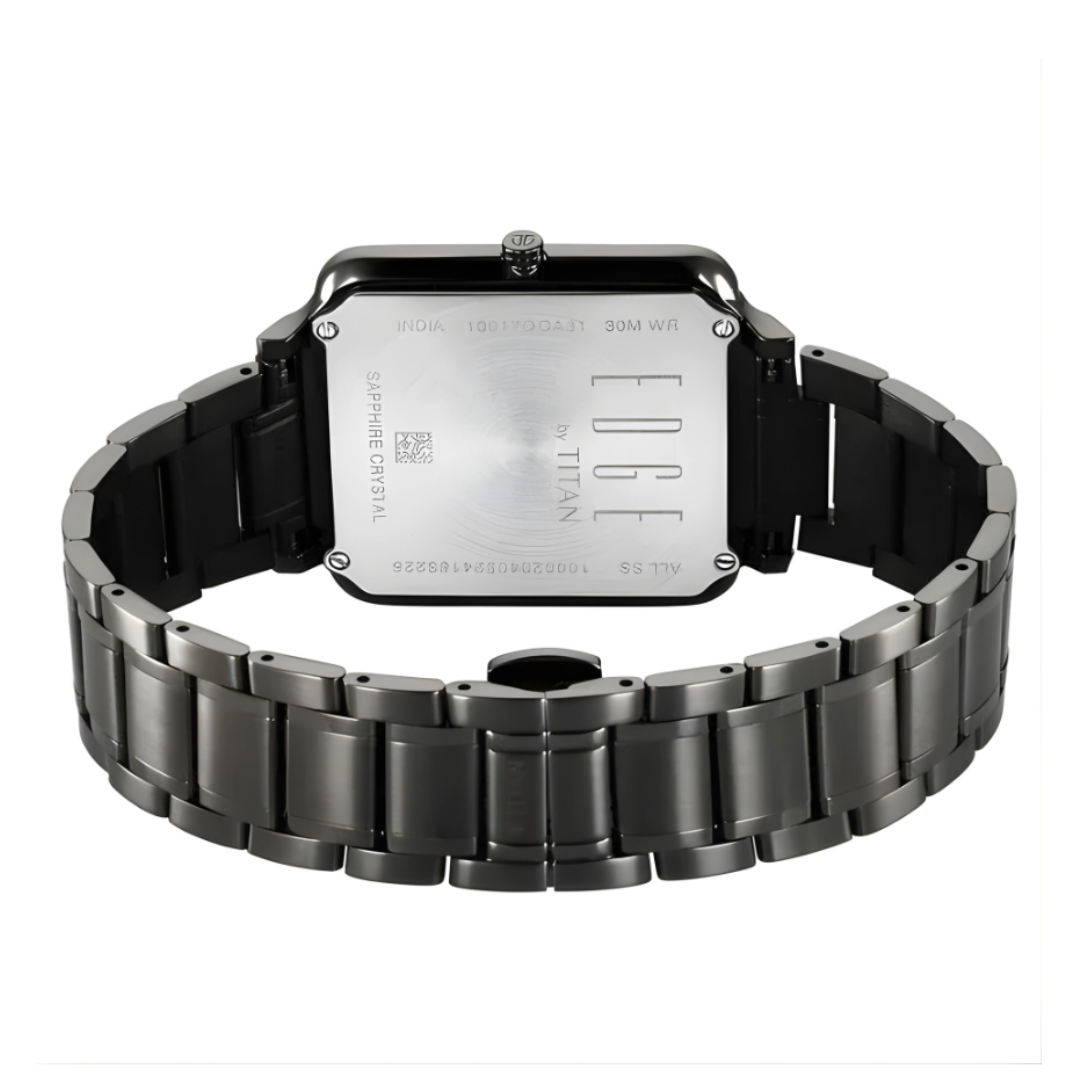 Titan 10017QM01 | Titan Edge Quad Quartz Analog Blue Dial With Grey Stainless Steel Strap Watch For Men