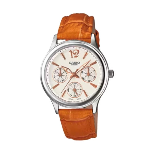 Enticer Women Quartz White Dial Chronograph Leather Watch A862