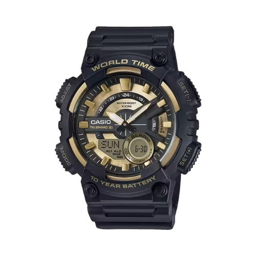 Youth Men Quartz Gold Dial Analog-Digital Resin Watch AD206