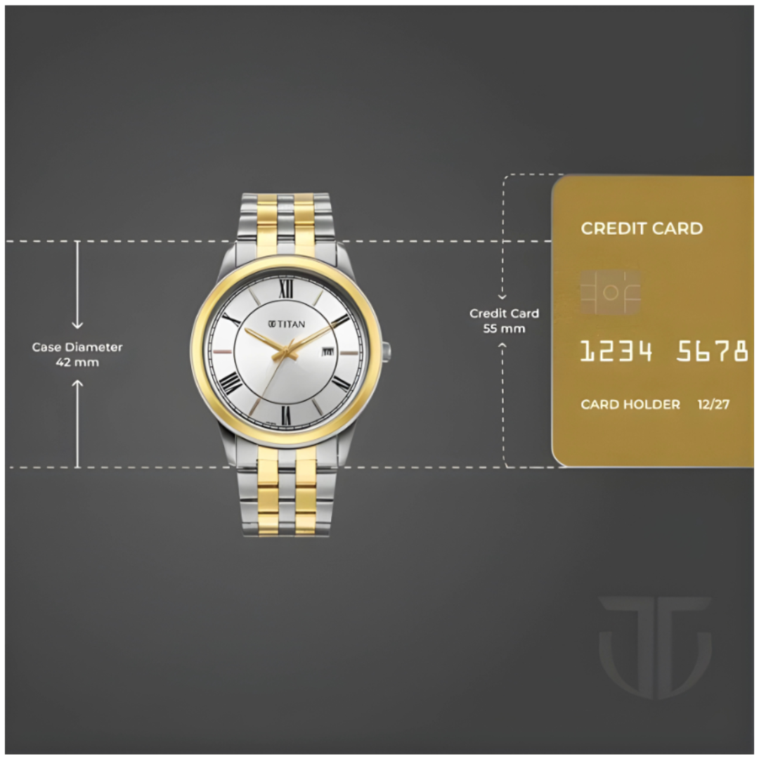 Titan 10060BM01 | Titan Karishma Festive Analog with Silver Dial Dual Tone Stainless Steel Strap Watch for Men