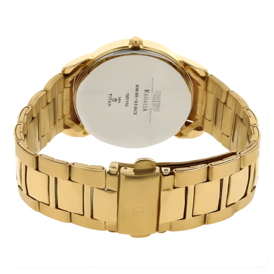 Titan 1521YM02 | Titan Quartz Analog with Date Champagne Dial Stainless Steel Strap Watch for Men