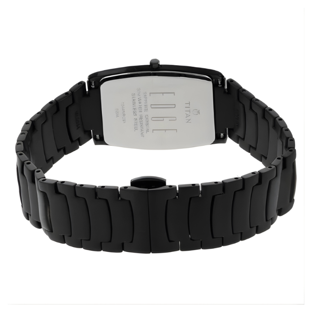 Titan 1044NM01 | Titan Edge Black Tonneau Dial Analog Stainless Steel Strap Watch for Men