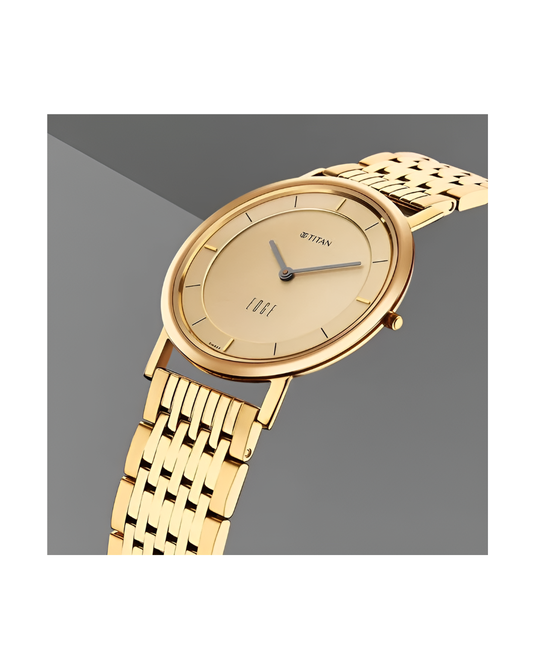 Titan 1595YM01 | Edge Metal Yellow Dial Stainless Steel Strap Watch Men