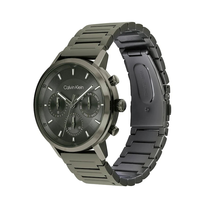 Calvin Klein 25200494 | Gauge Men Quartz Green Dial Multi-Function Stainless Steel Watch