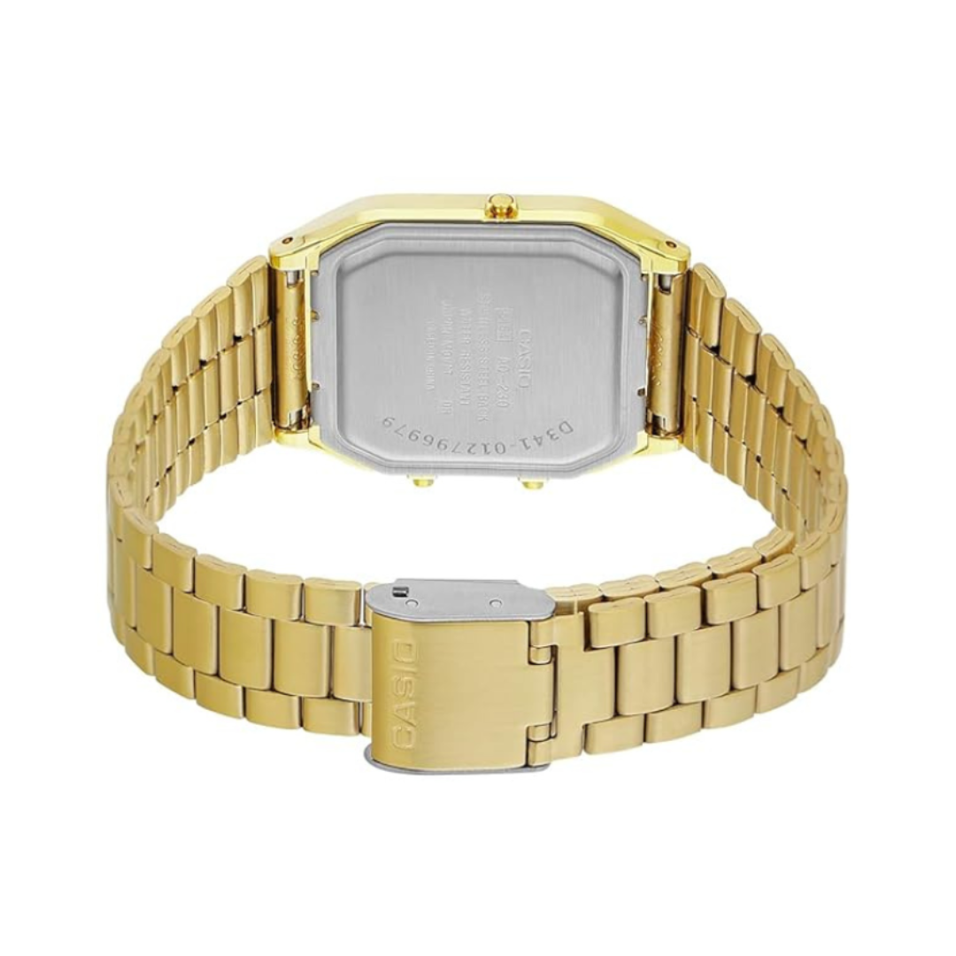 Casio AQ-230GA-9DMQD D341 | Vintage Unisex Quartz Gold Dial Analog-Digital Stainless Steel Watch
