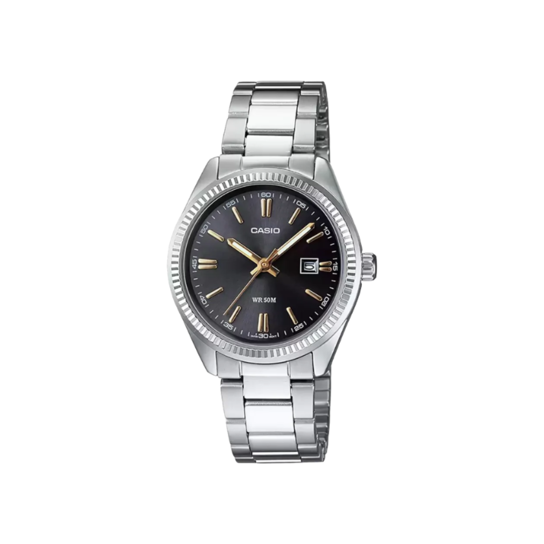 Casio LTP-1302D-1A2VDF A474 | Enticer Women Quartz Black Dial Analog Stainless Steel Watch