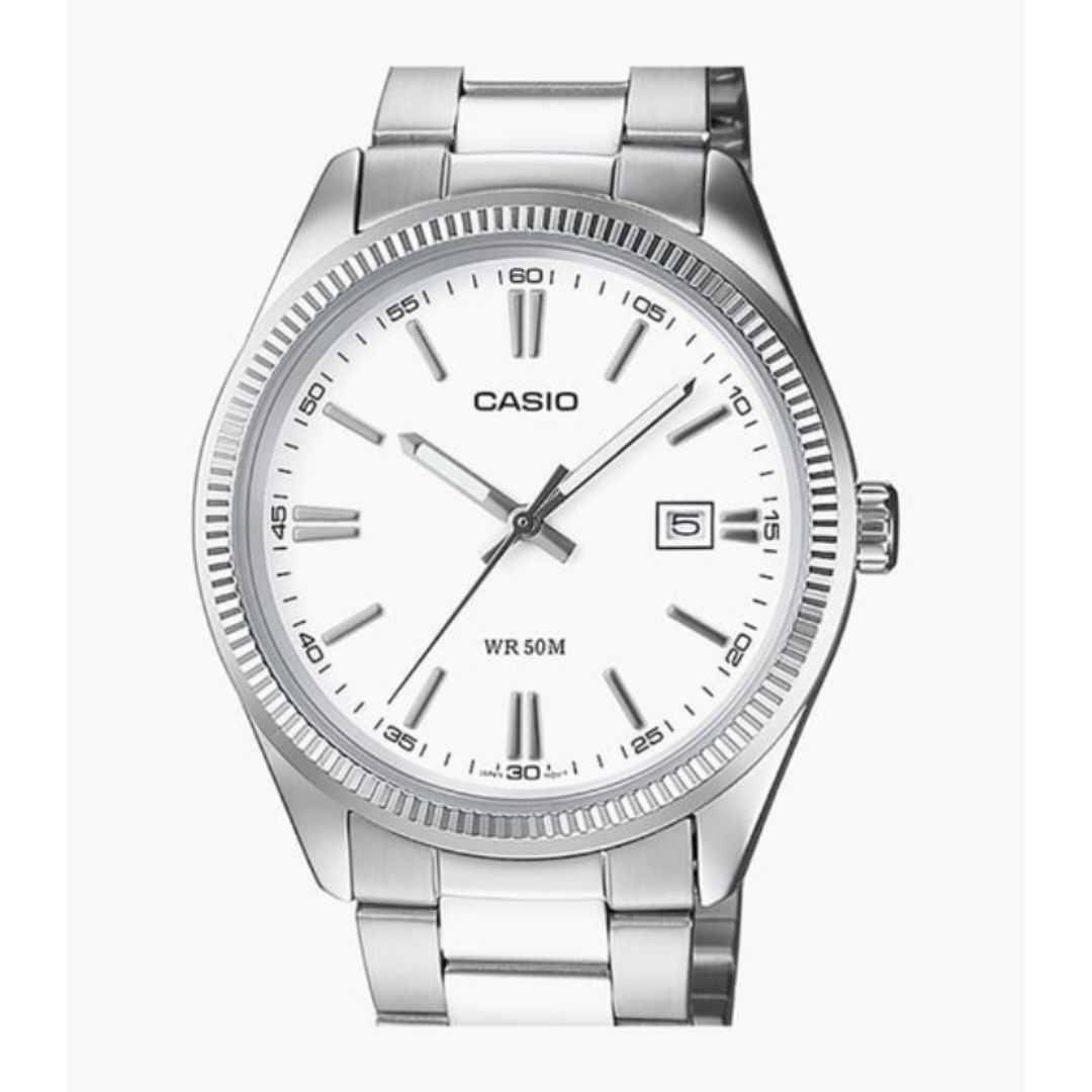 Casio MTP-1302D-7A1VDF A1539 | Enticer Men Quartz White Dial Analog Stainless Steel Watch