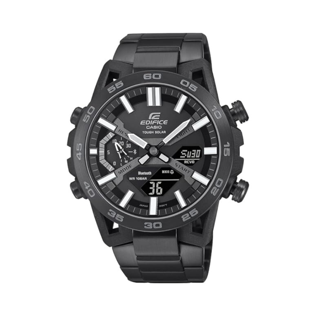 Casio ECB-2000DC-1BDF ED608 | Edifice Men Quartz Black Dial Analog-Digital Stainless Steel Watch