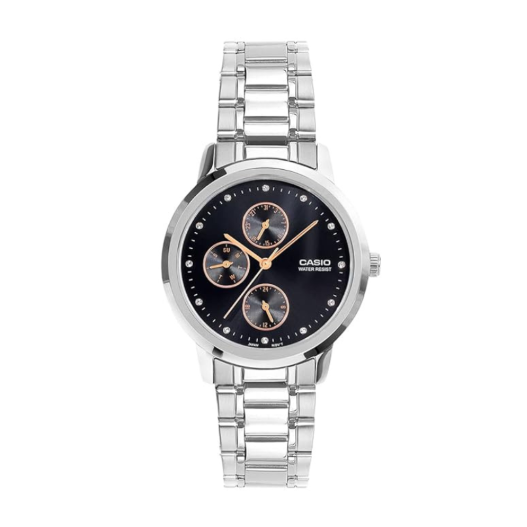 Casio LTP-SN6KD-1A A2491 | Women Quartz Black Dial Analog Stainless Steel Watch