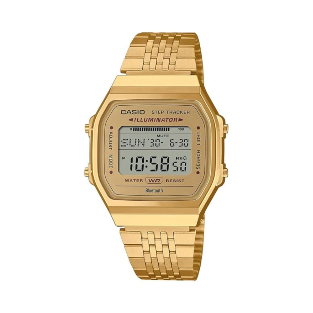 Casio ABL-100WEG-9ADF D368 | Vintage Unisex Quartz Gold Dial Digital Stainless Steel Watch