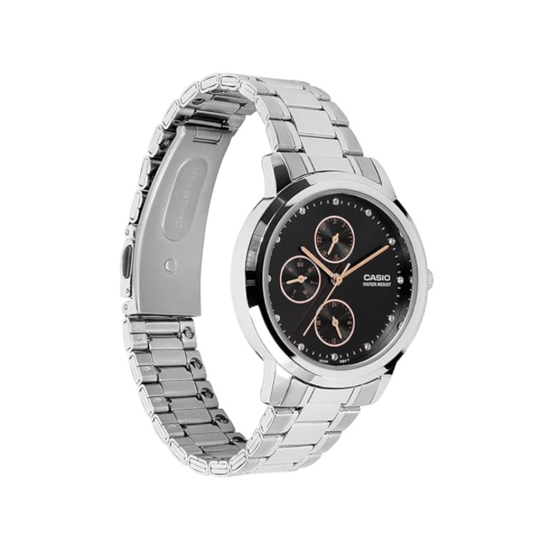 Casio LTP-SN6KD-1A A2491 | Women Quartz Black Dial Analog Stainless Steel Watch