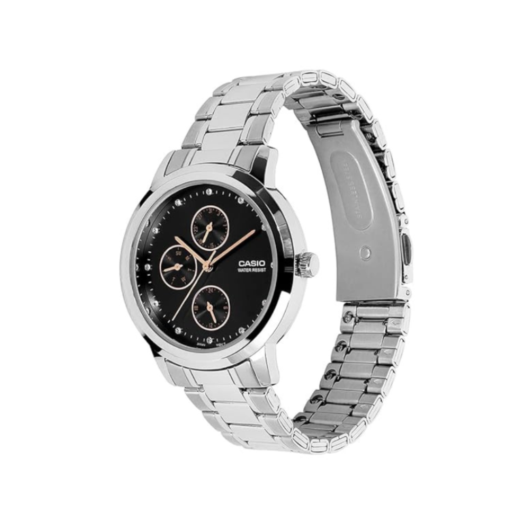 Casio LTP-SN6KD-1A A2491 | Women Quartz Black Dial Analog Stainless Steel Watch