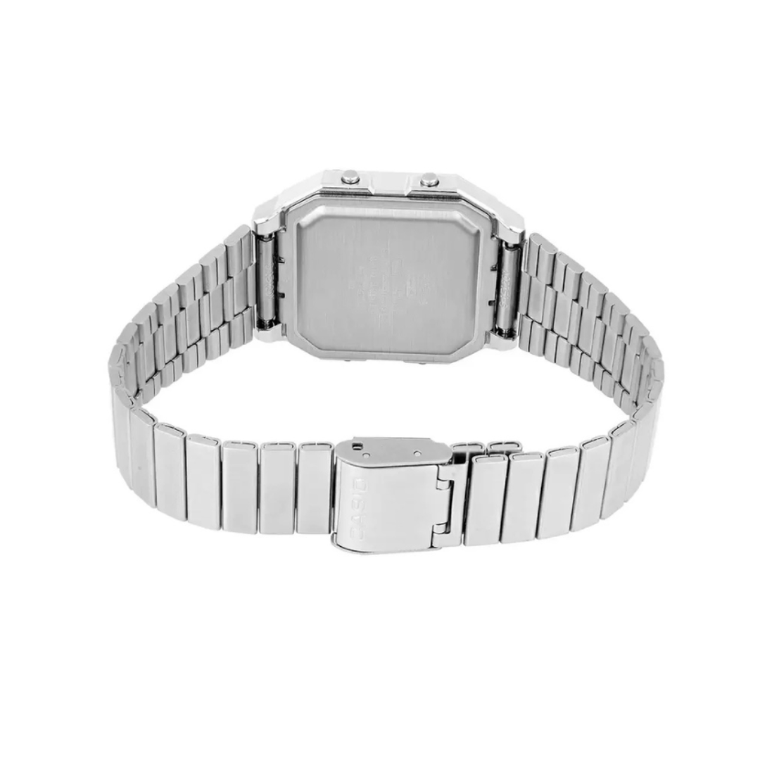 Casio A130WE-7ADF D389 | Vintage Unisex Quartz Silver Dial Digital Stainless Steel Watch