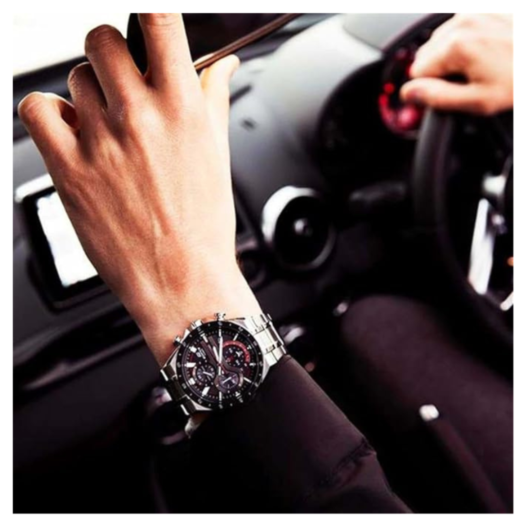 Casio EQS-920DB-1AVUDF EX487 | Edifice Men Quartz Black Dial Chronograph Stainless Steel Watch.