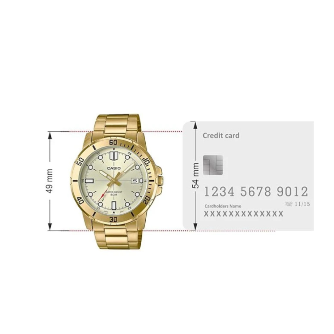 Casio MTP-VD01G-9EVUDF A1368 | Enticer Men Quartz Gold Dial Analog Stainless Steel Watch