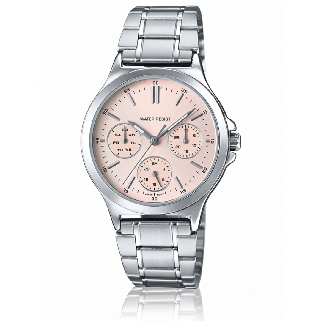 Casio LTP-V300D-4AUDF A1148 | Enticer Women Quartz Pink Dial Chronograph Stainless Steel Watch