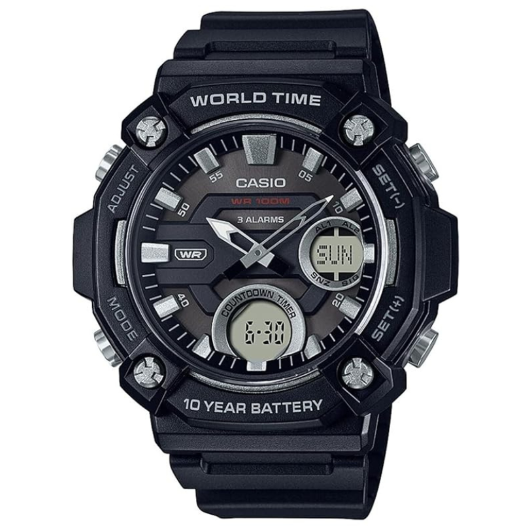 Casio AEQ-120W-1AVDF AD262 | Youth Unisex Quartz Black Dial Analog-Digital Resin Watch