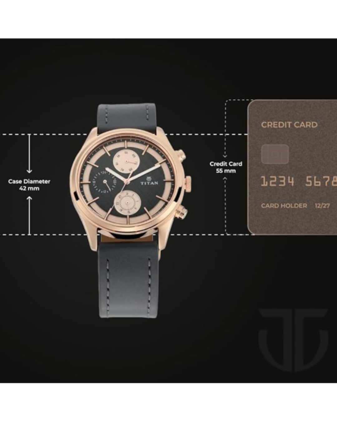 Titan 1805WL01 | Titan Workwear Grey Dial Quartz Multifunction Leather Strap watch for Men