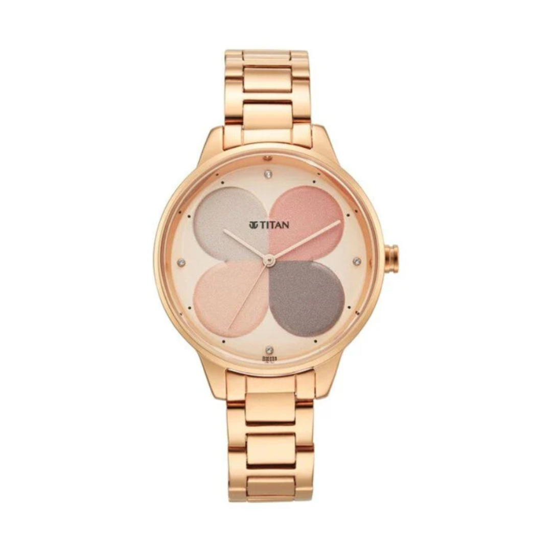 Titan 2648WM02 | Titan Purple Glam It Up Quartz Analog Multicoloured Dial Rose Gold Stainless Steel Strap Watch For Women