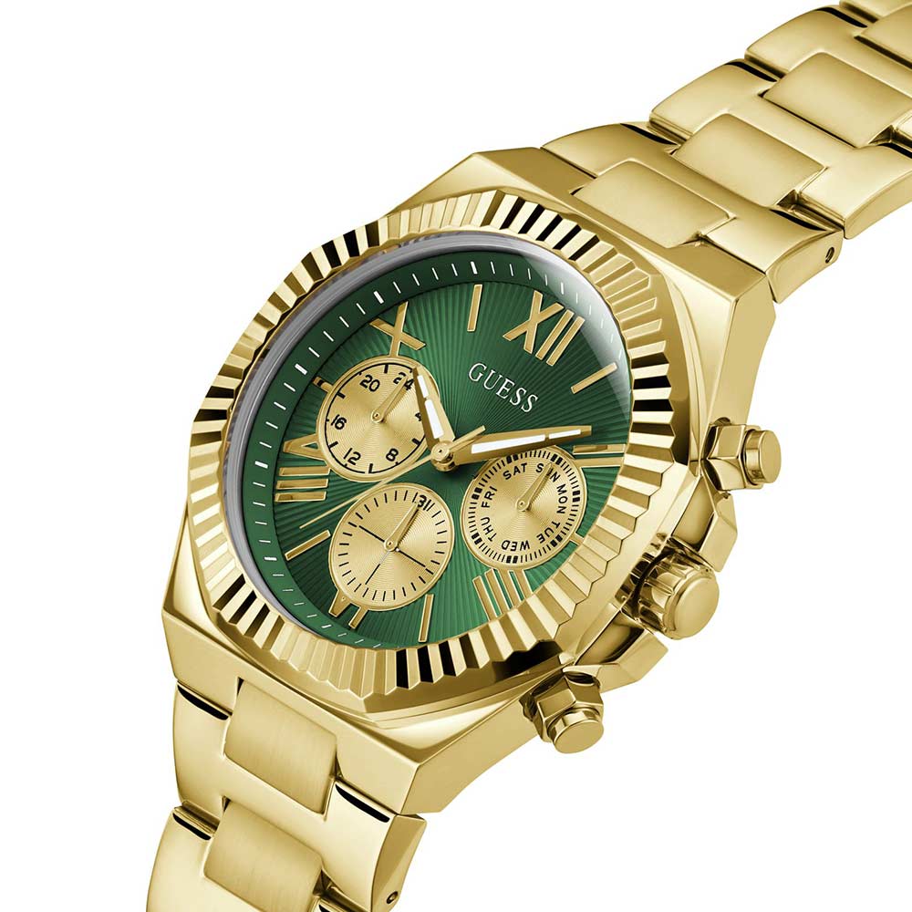 Guess GW0703G2 | Gd Equity Men Quartz Green Dial Analog Stainless Steel.