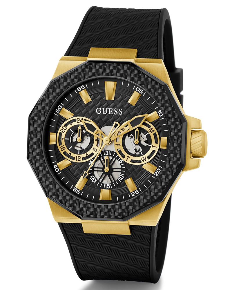 Guess GW0853G2 | Sport 45 mm Black Dial Silicone Analogue Wrist Watch for Men